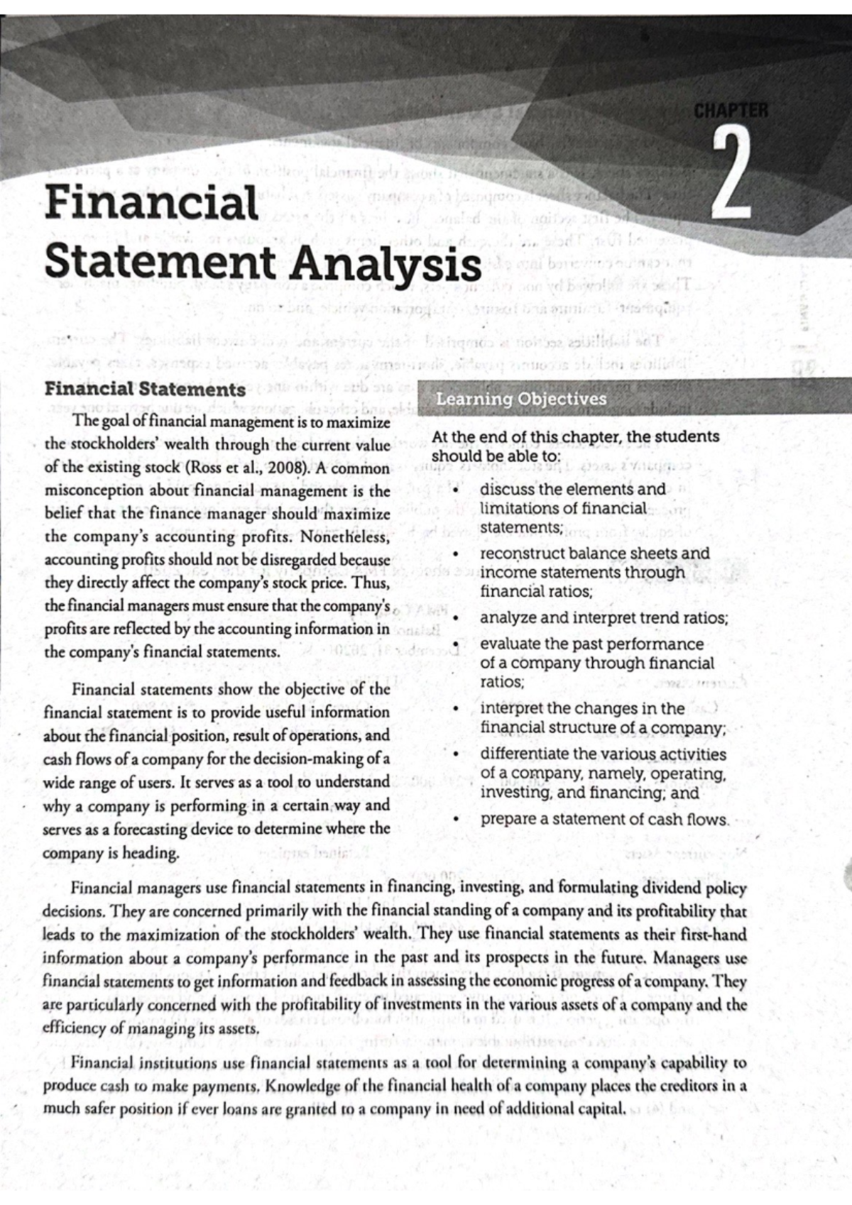 FMA 1 - Chapter 2: Financial Statement Analysis and Insights - Studocu