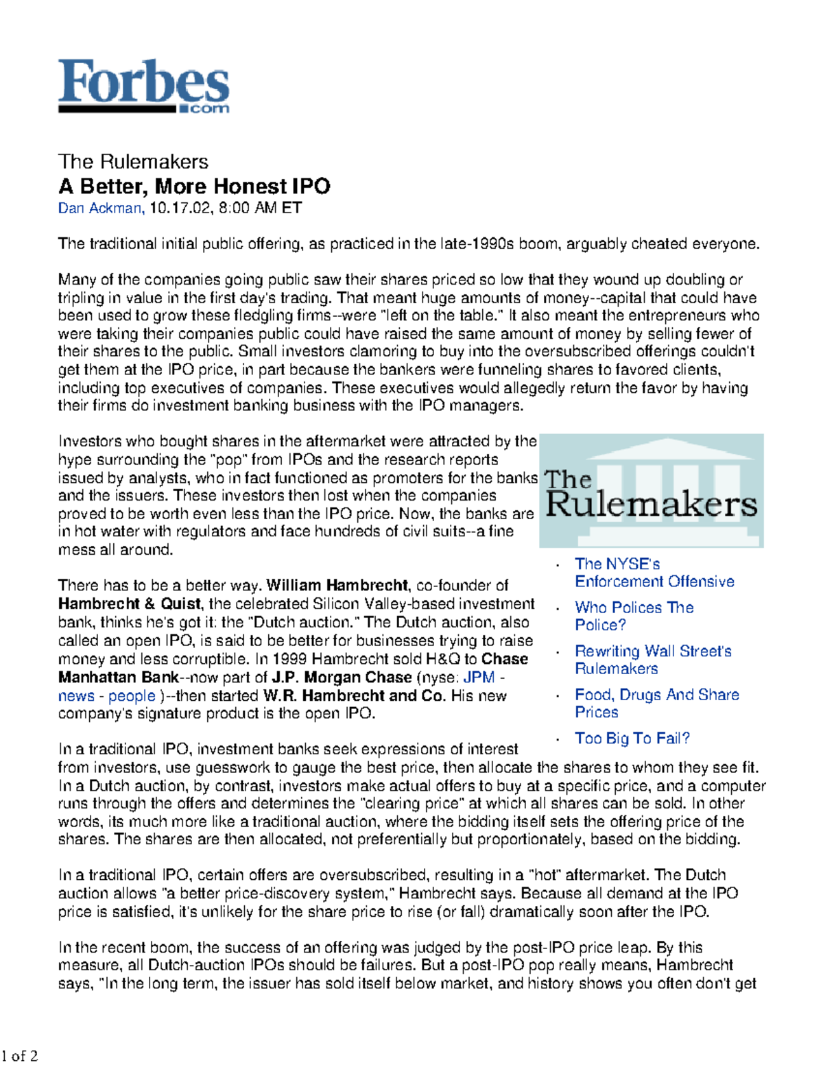 Discussion 3: The Rulemakers - A Better IPO Approach (FIN 101) - Studocu
