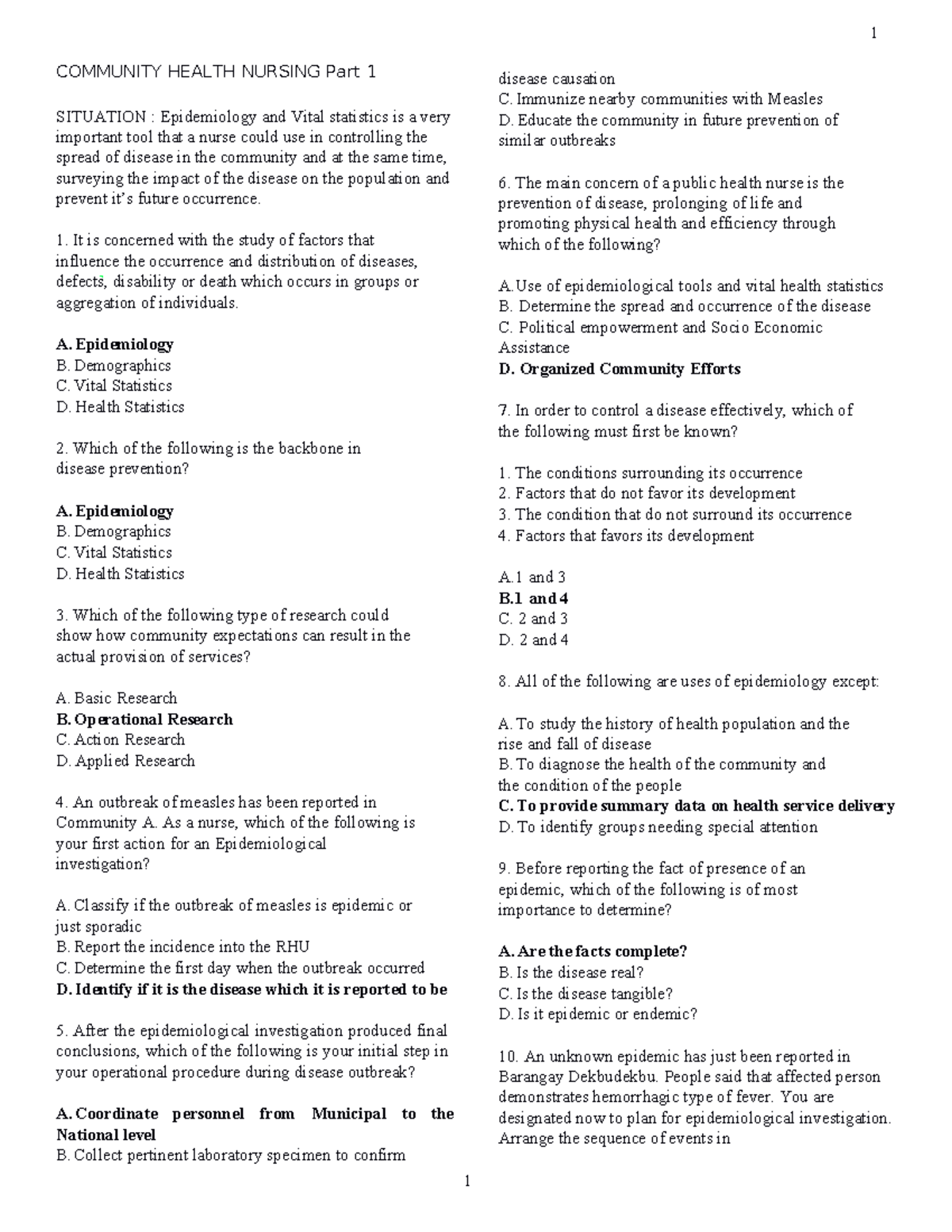 CHN PNLE Final Exam - Community Health Nursing Review Materials - Studocu