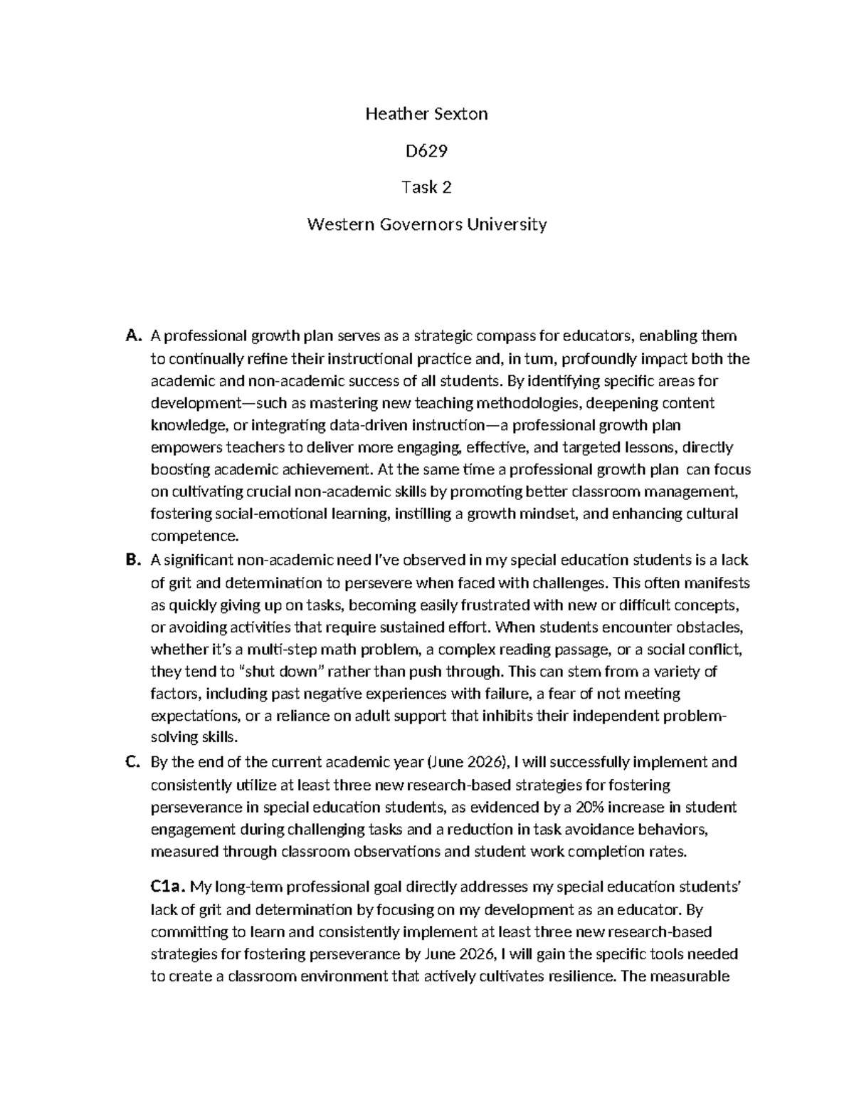 D629 Task 1 - Unit Planning for Grade 9 Core ELA: Exploring the ...