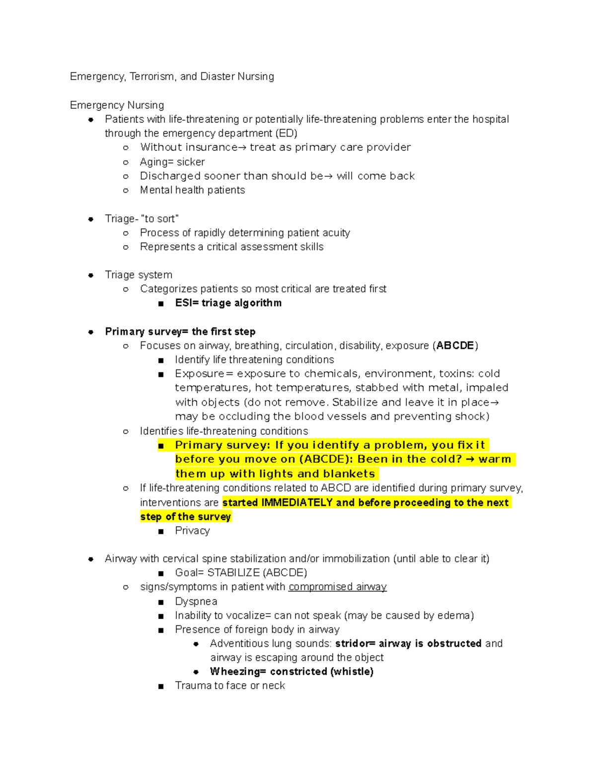Emergency Nursing Triage Concepts: Critical Assessment Protocols - Studocu