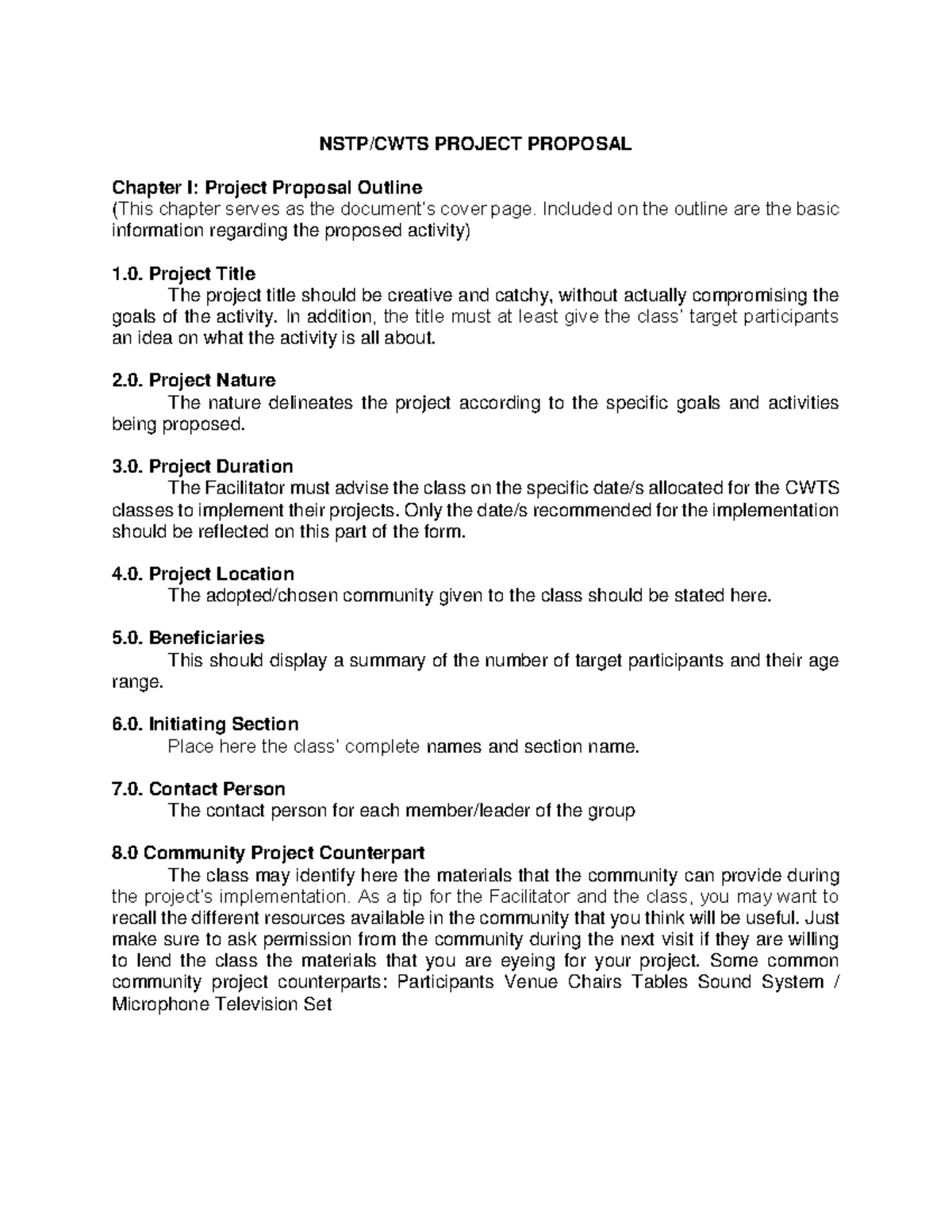 Project Proposal NSTP - Republic of the Philippines Batangas State ...