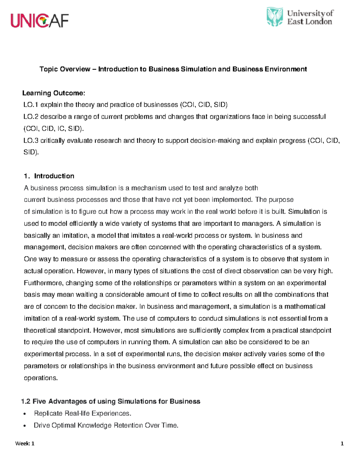 Overview of Business Simulation and Environment in BUS 101 - Studocu