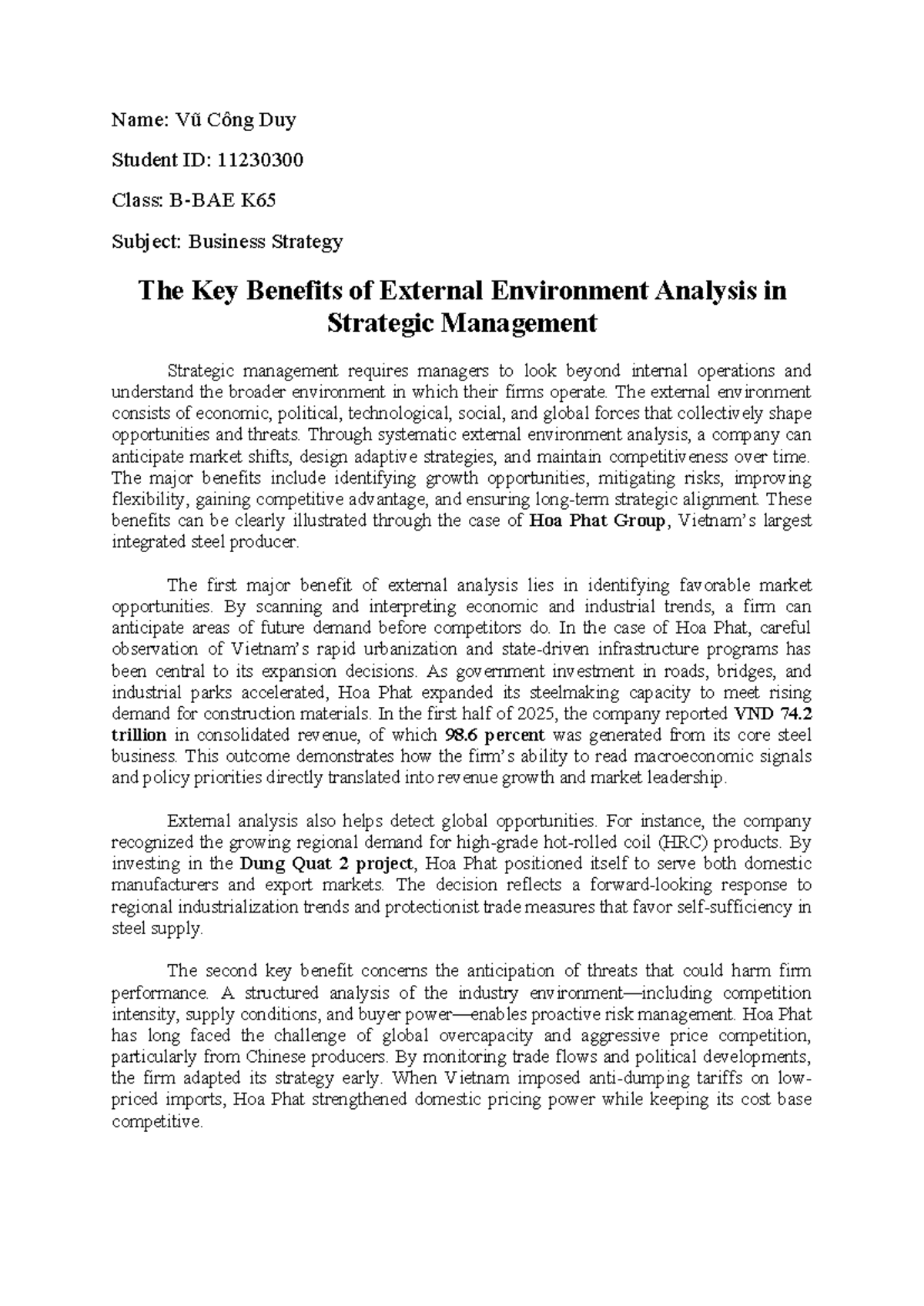 Business Strategy K65: Key Benefits of External Environment Analysis ...