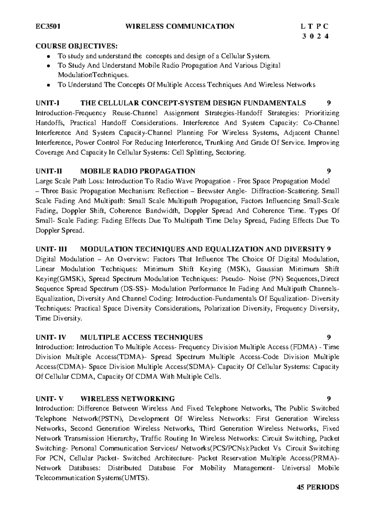 EC3501 Wireless Communication Course Notes and Key Concepts - Studocu