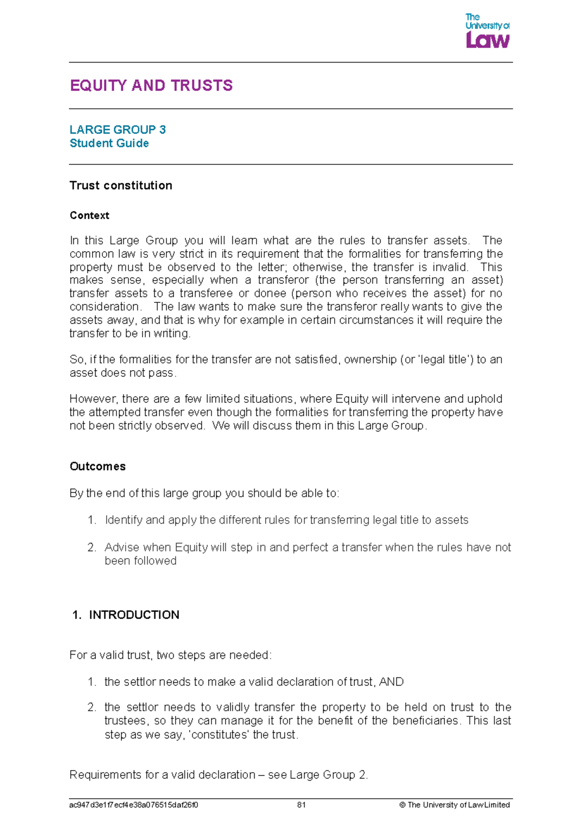 2425 eqtr lg03 ce01 student guide - EQUITY AND TRUSTS LARGE GROUP 3 ...