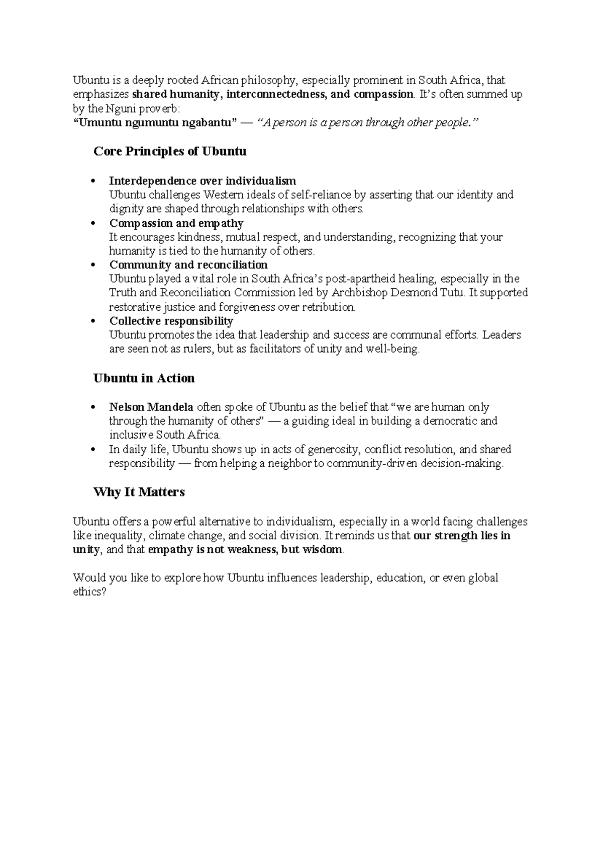 Ubuntu Philosophy and Leadership in South Africa: A Comprehensive Study ...