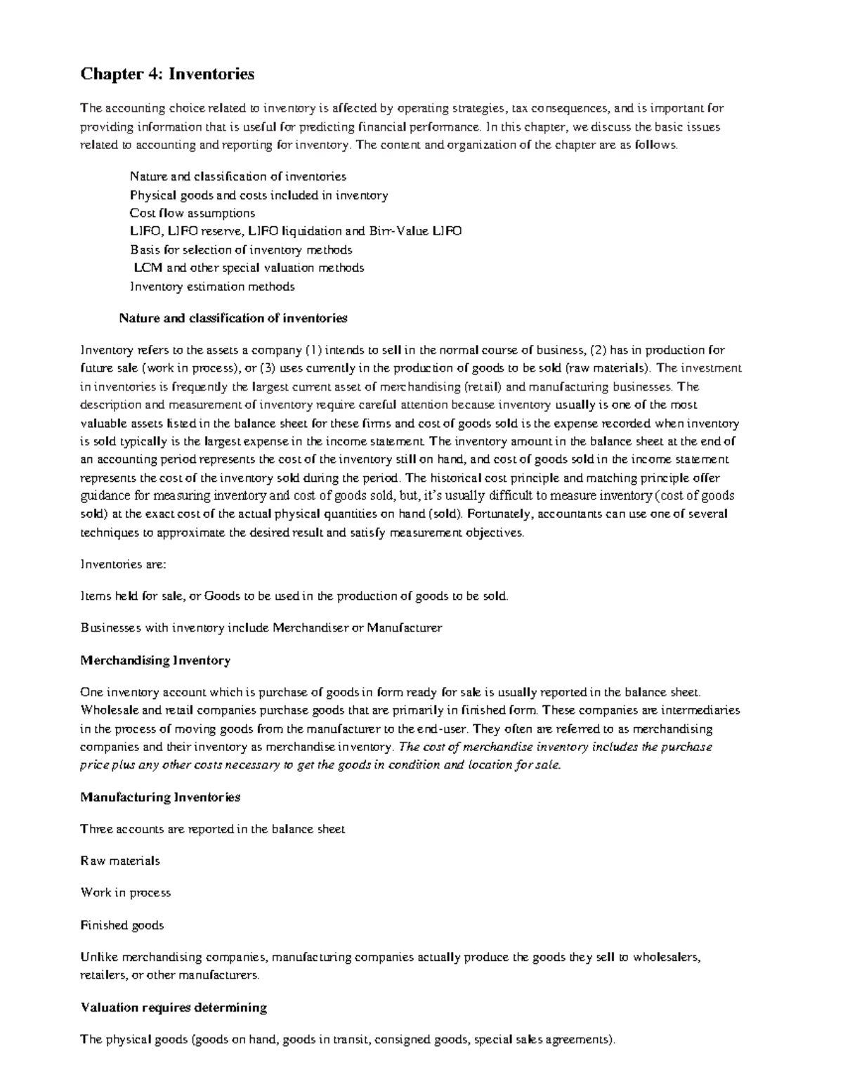 Chapter 4: Inventories in Advanced Financial Accounting (AF 301) - Studocu