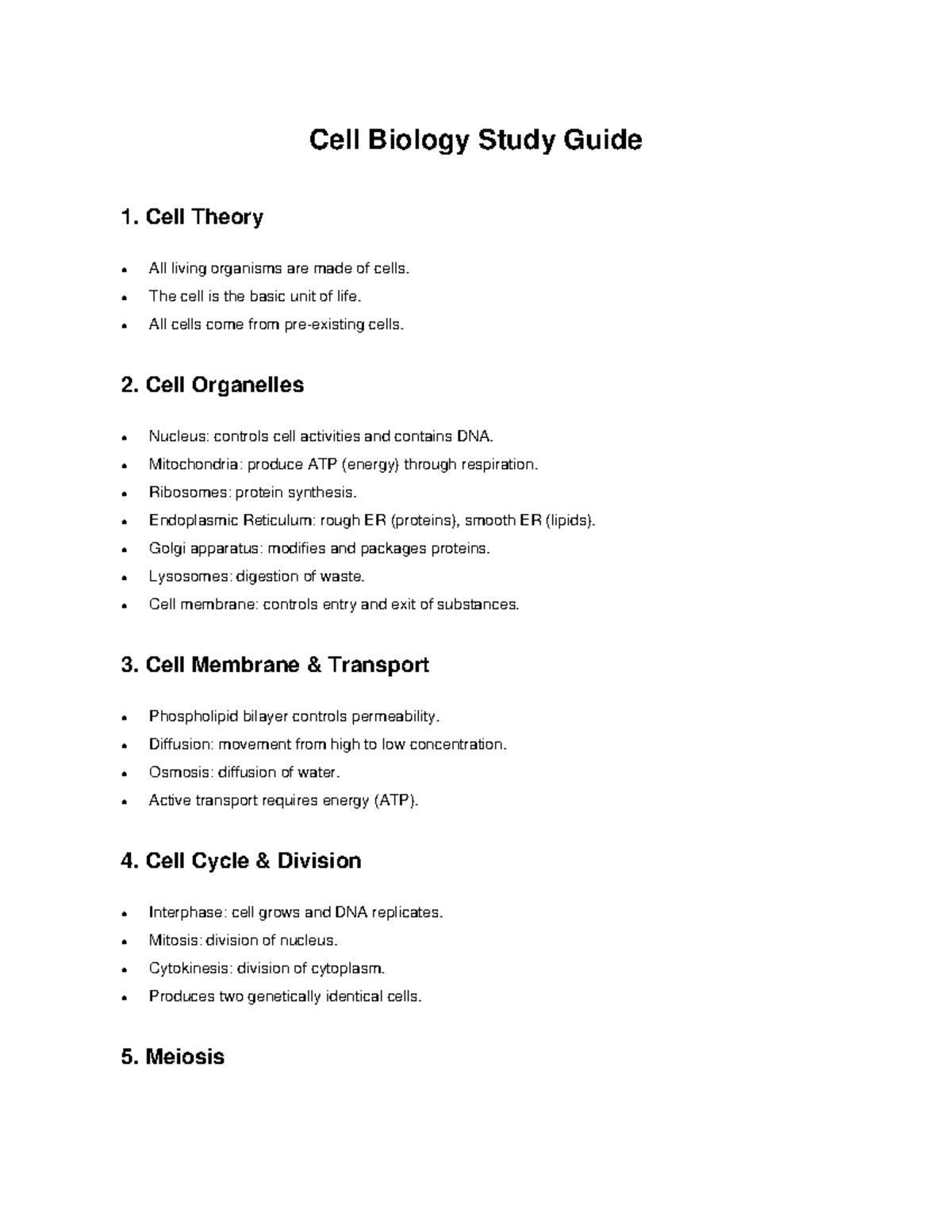 Cell Biology Study Guide: Key Concepts and Organelles - Studocu