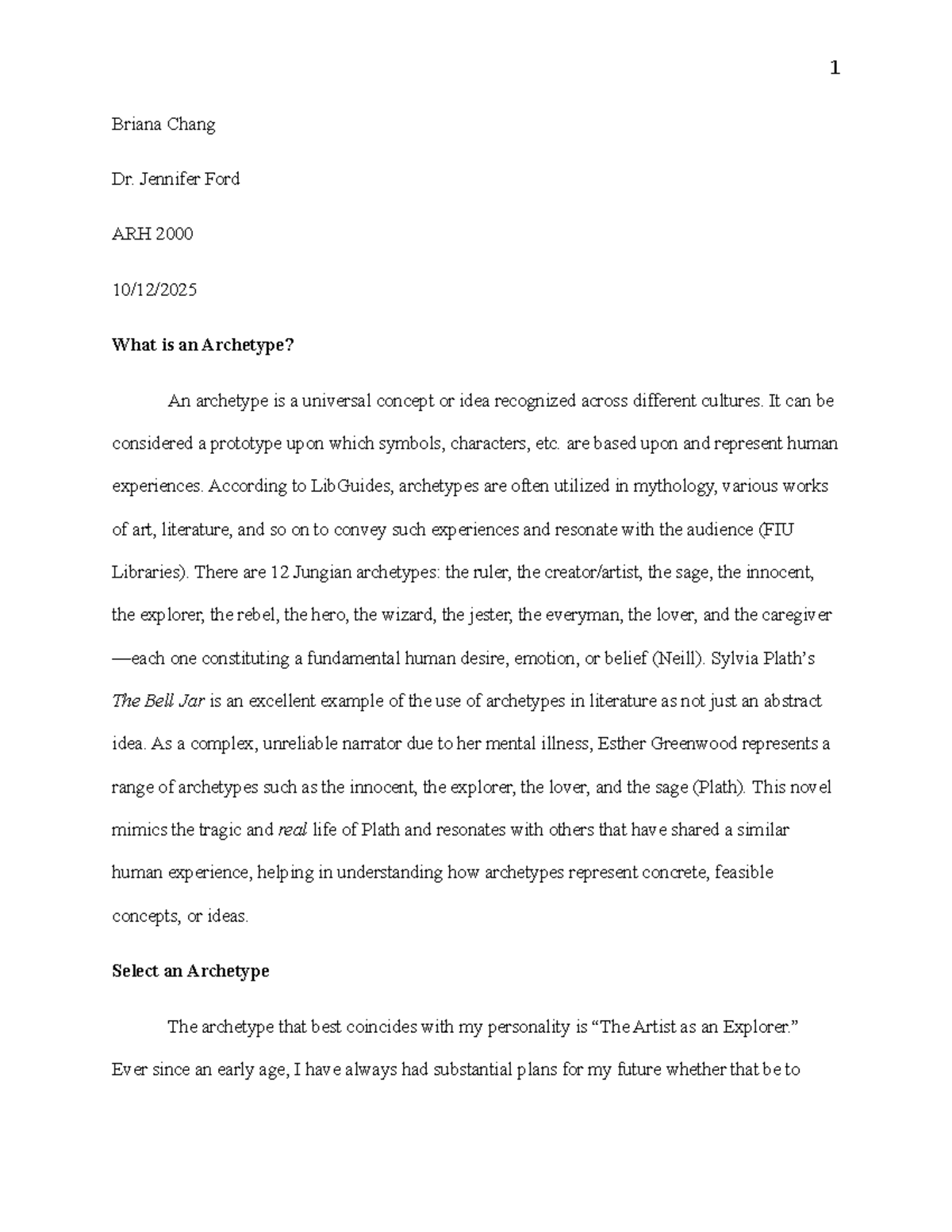 ARH 101: Exploring Archetypes in Literature and Art - Rough Draft - Studocu