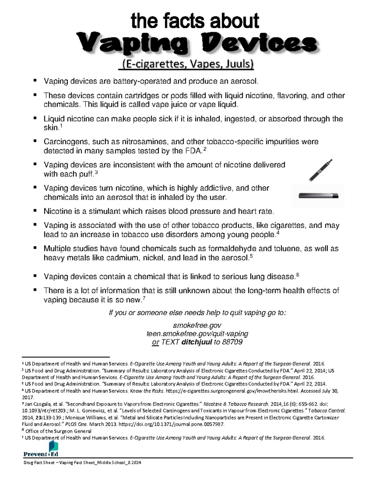 Vaping Fact Sheet: Middle School Insights on E-Cigarettes and Risks