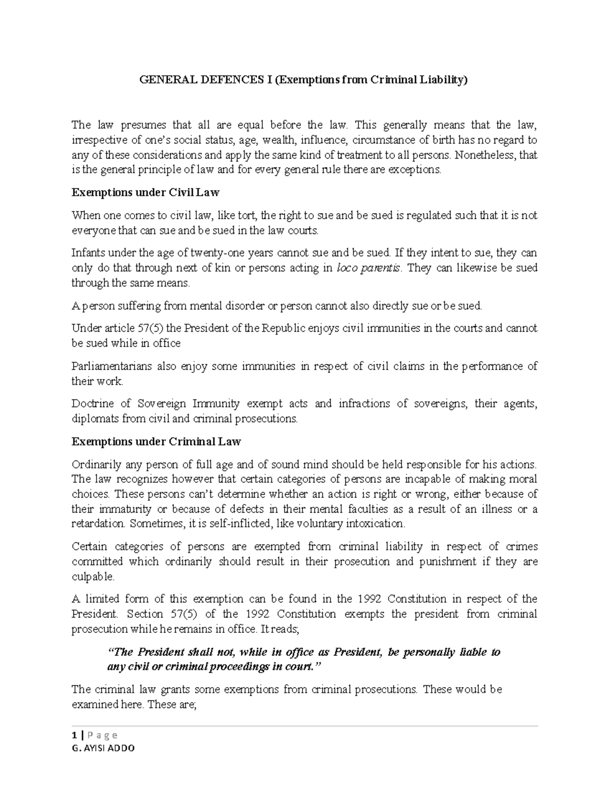 Defences 7: Exemptions from Criminal Liability - Detailed Overview ...