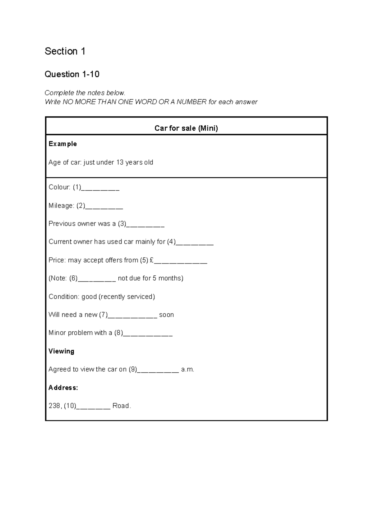 IELTS Listening 1 - Complete Notes and Questions - Studocu