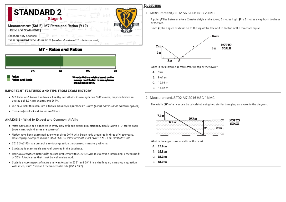 Ratio and Scale HSC Questions - Measurement STD2 M7 - Studocu