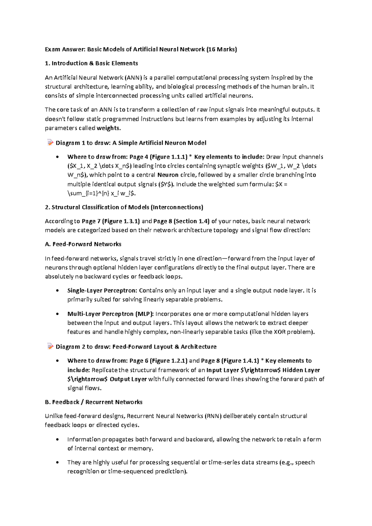 Exam Answer: Basic Models of ANN (16 Marks) - Key Concepts & Diagrams ...