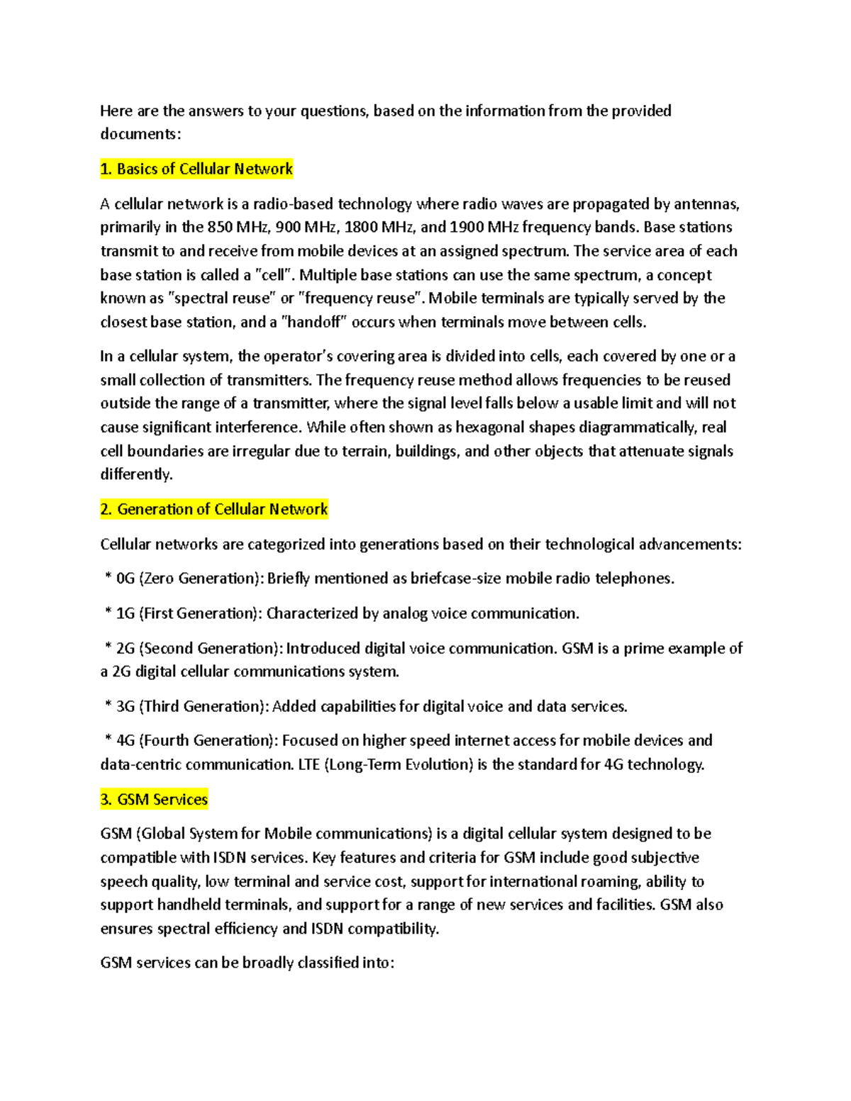 Cellular Network Overview: Key Concepts and Generations - Studocu