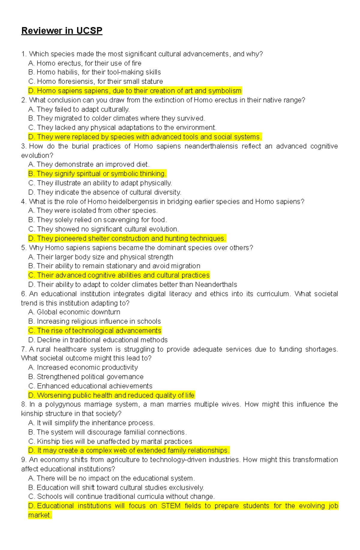 2nd Quarter Reviewer in UCSP: Cultural Evolution and Human Species ...