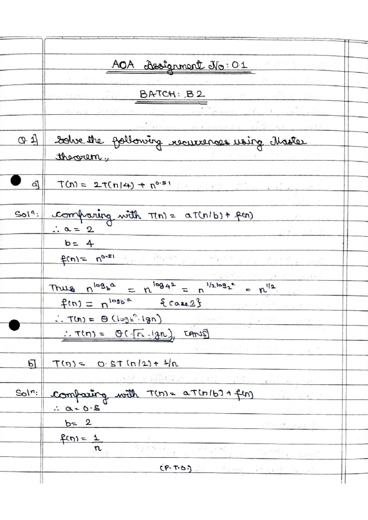 Analysis of Algorithms Assignment - Studocu