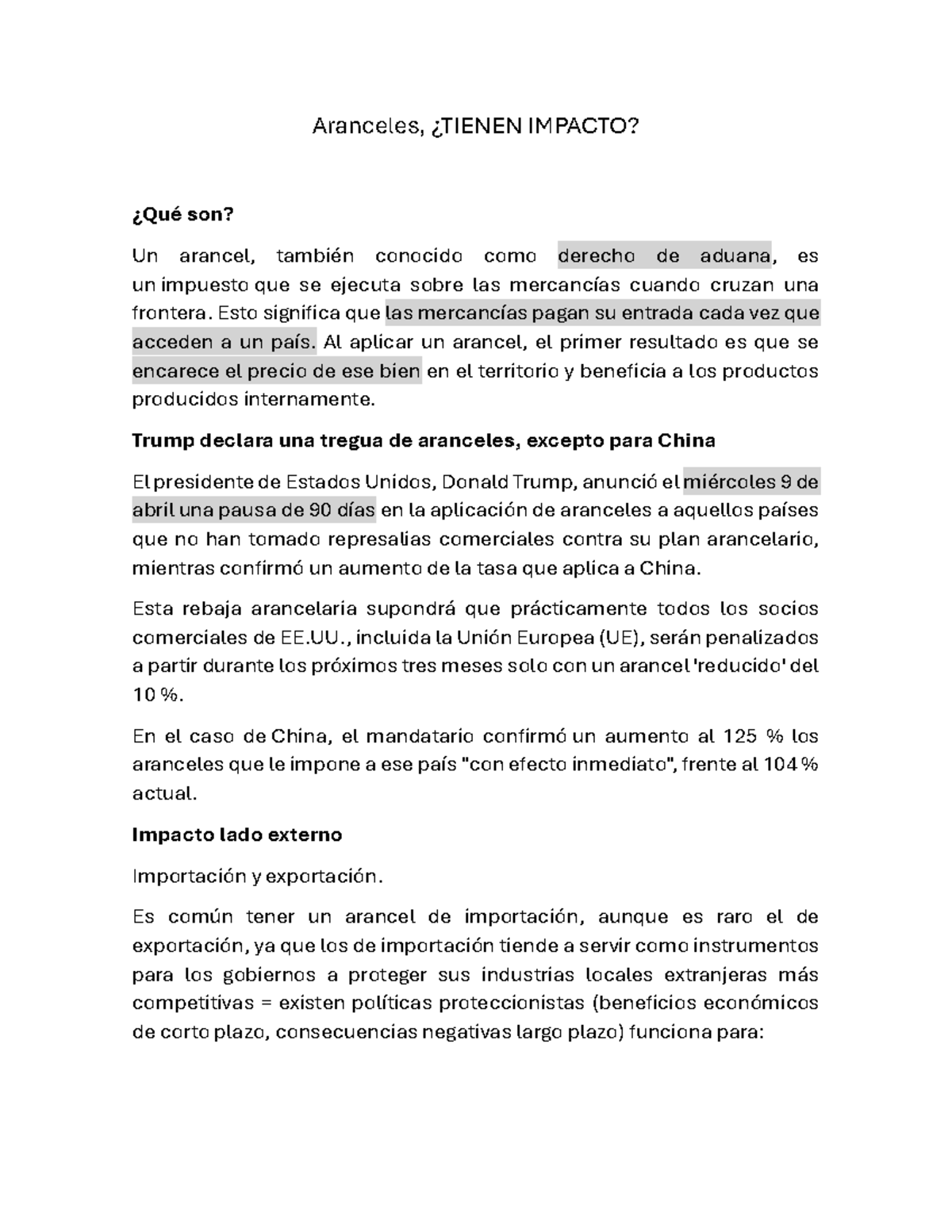Impacto de los Aranceles en el Comercio Internacional y la Economía ...