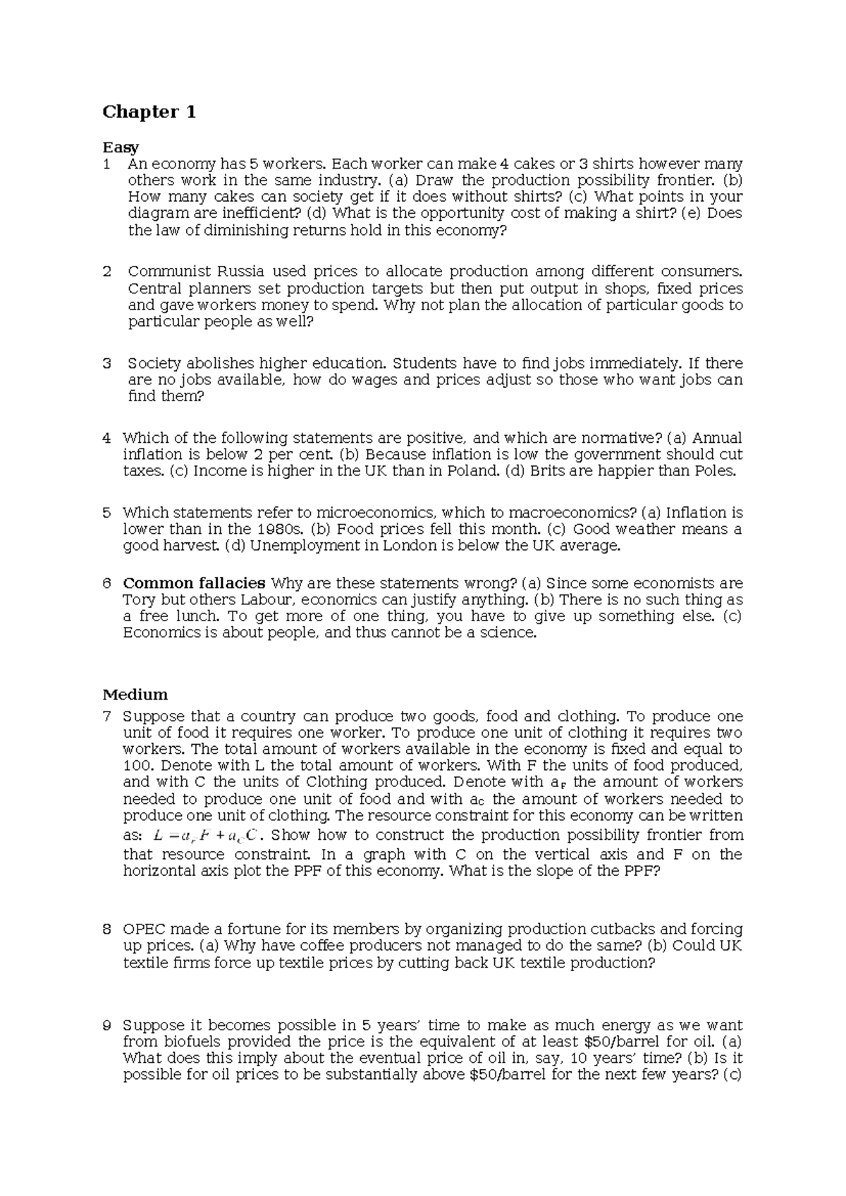 Ch01 - Production Possibility Frontier & Economic Concepts - Studocu