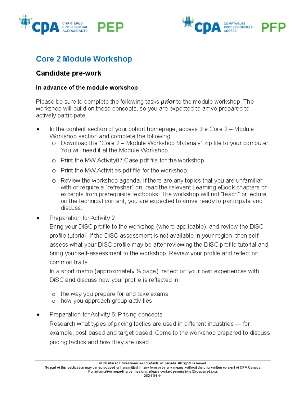 Core 2 Module Workshop Prework: Preparation Tasks and Guidelines - Studocu