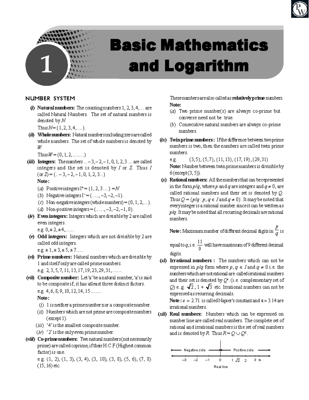 Basics of Mathematics - no any description - NUMBER SYSTEM (i) Natural ...