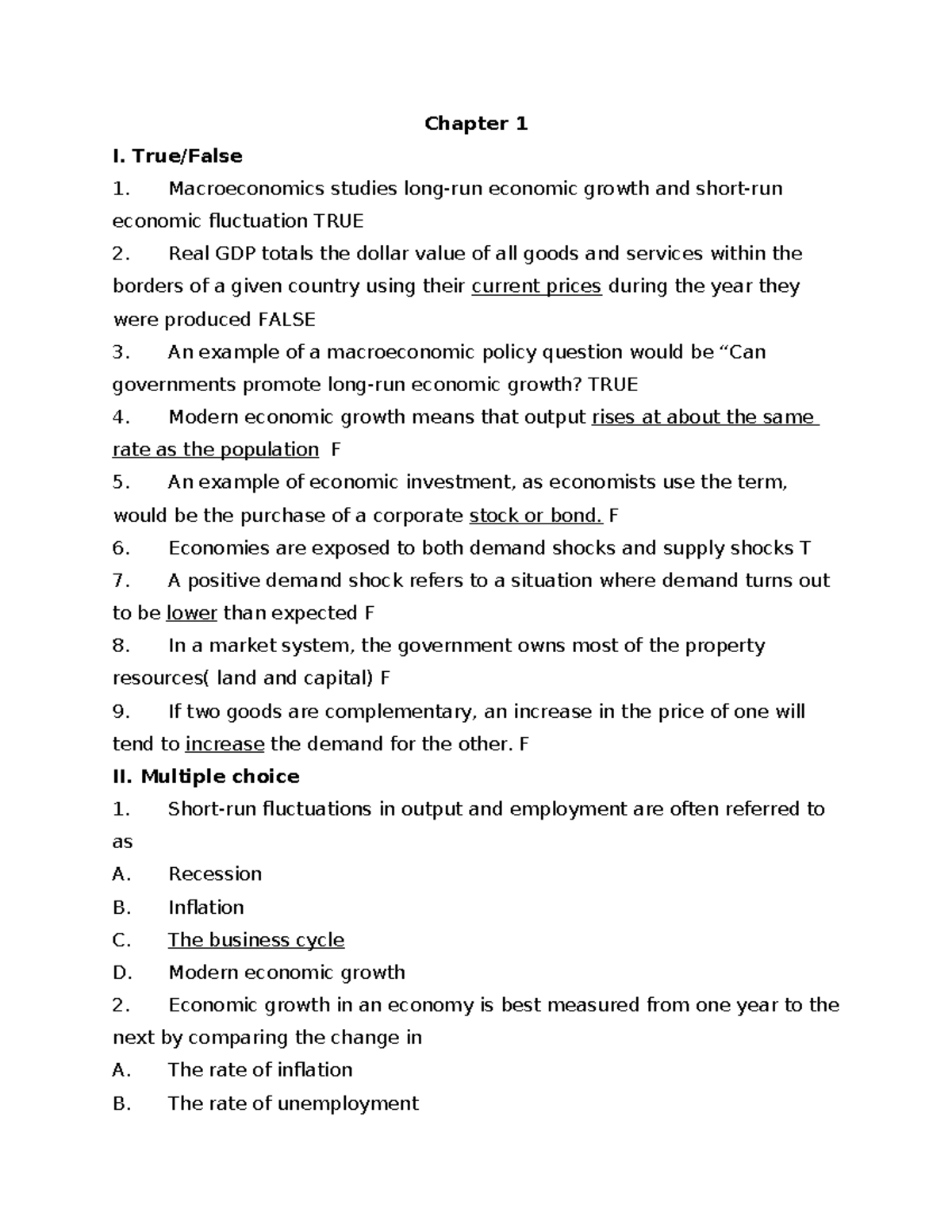 Chapter 1: Macroeconomics Concepts and National Income Accounting (VĨ ...