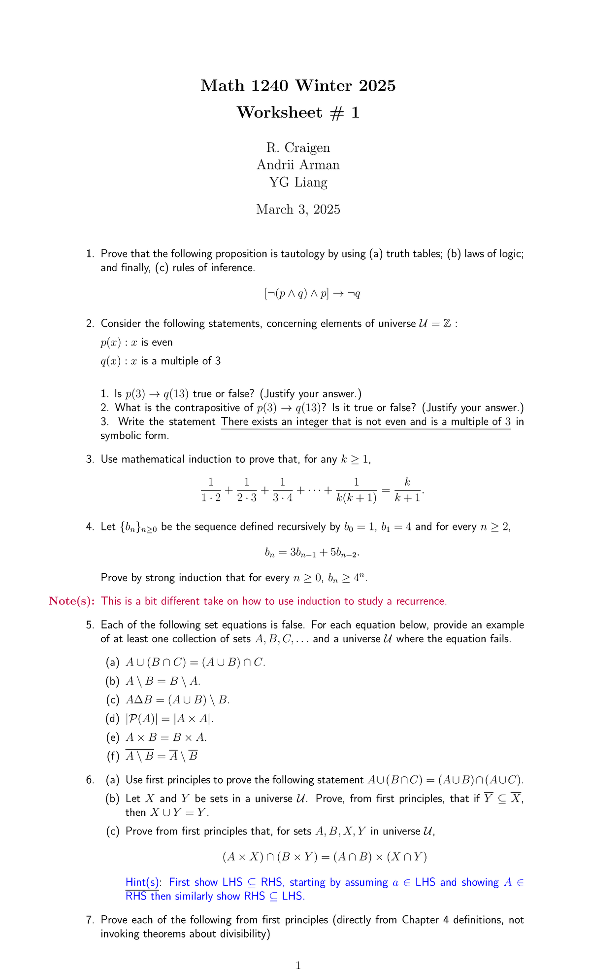 MATH 1240 Winter 2025 WORKSHEETT - Math 1240 Winter 2025 Worksheet # 1 ...
