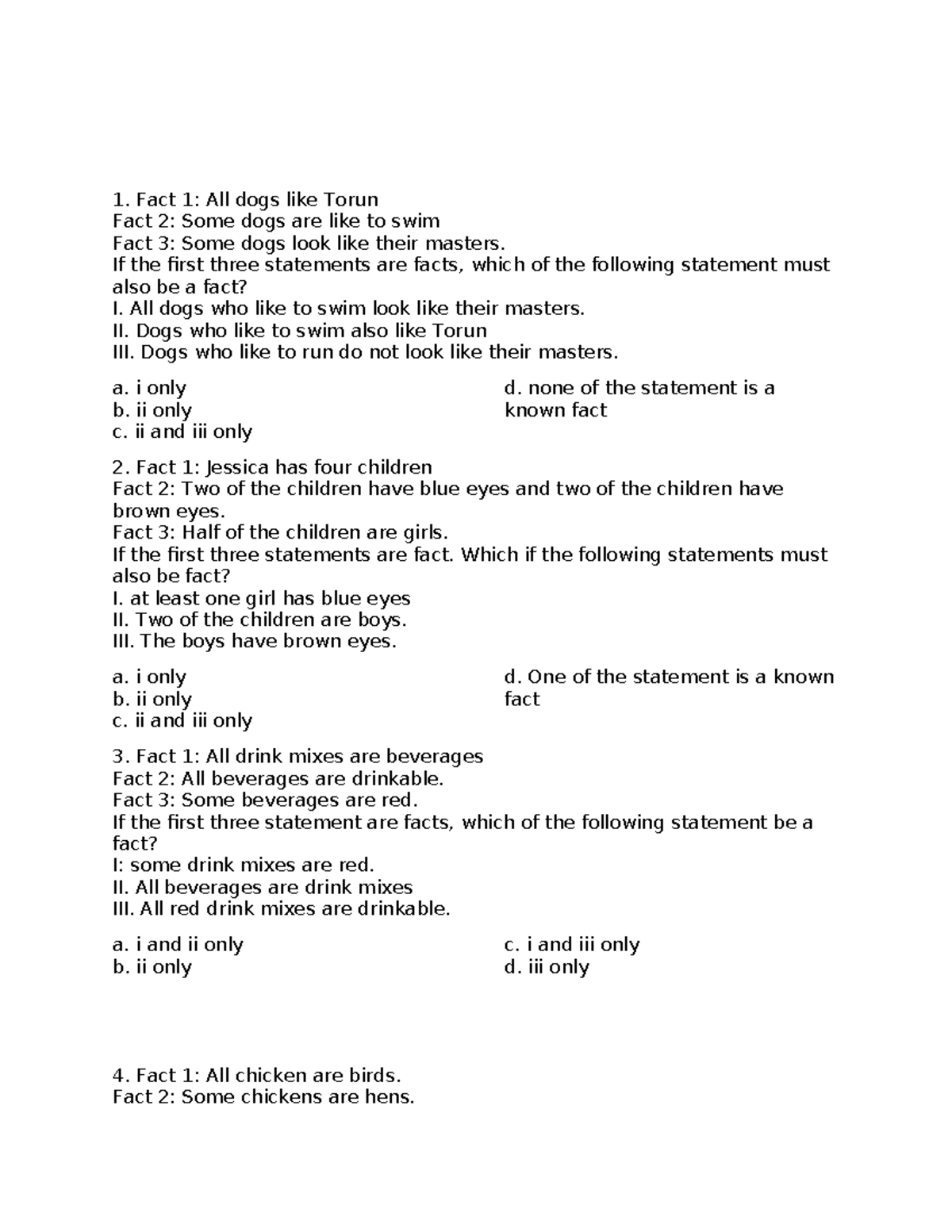 41 - Logic Reasoning Practice Questions and Answers - Studocu