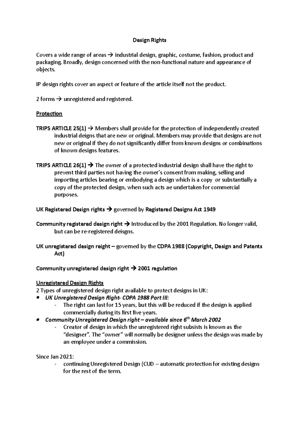 Design Rights Revision Notes: Understanding IP Protection in Design ...