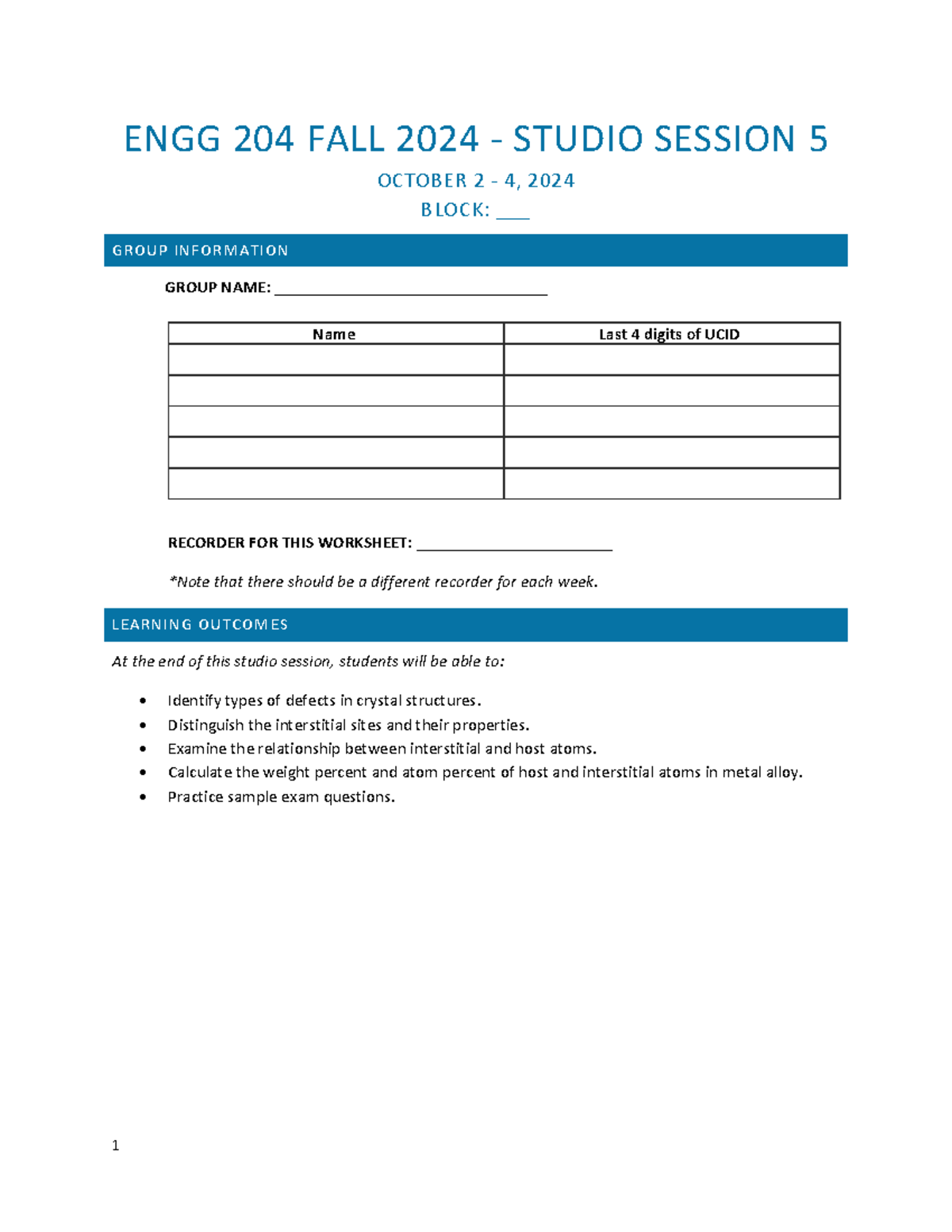 Their is no way - ENGG 204 FALL 2024 - STUDIO SESSION 5 OCTOBER 2 - 4 ...