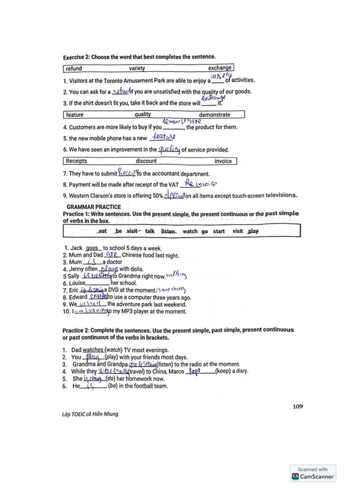 Exercise 2: Vocabulary and Grammar Practice for Unit 4 (Lóp TOEIC ...