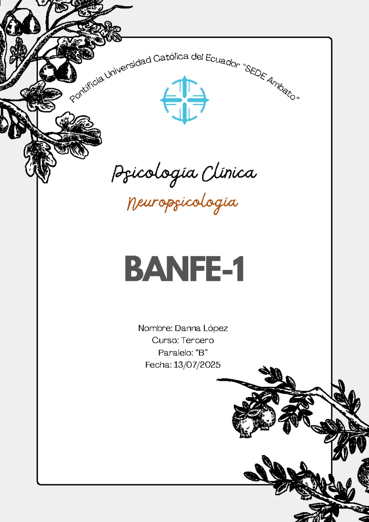 Informe BANFE 1: Evaluación Neuropsicológica de Funciones Ejecutivas ...