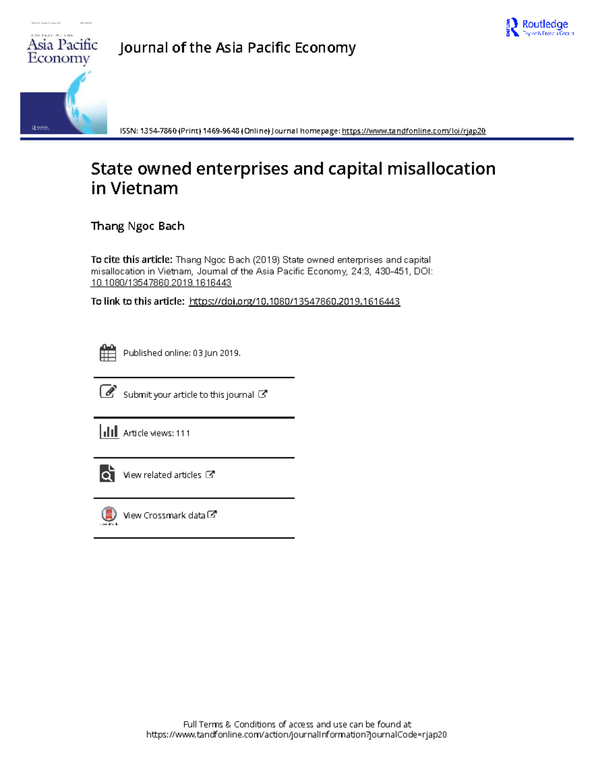 State-Owned Enterprises and Capital Misallocation in Vietnam (BACH2019 ...
