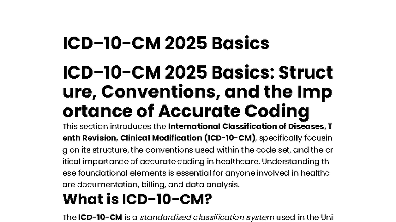 ICD-10-CM 2025: Structure, Conventions, & Importance of Accurate Coding ...