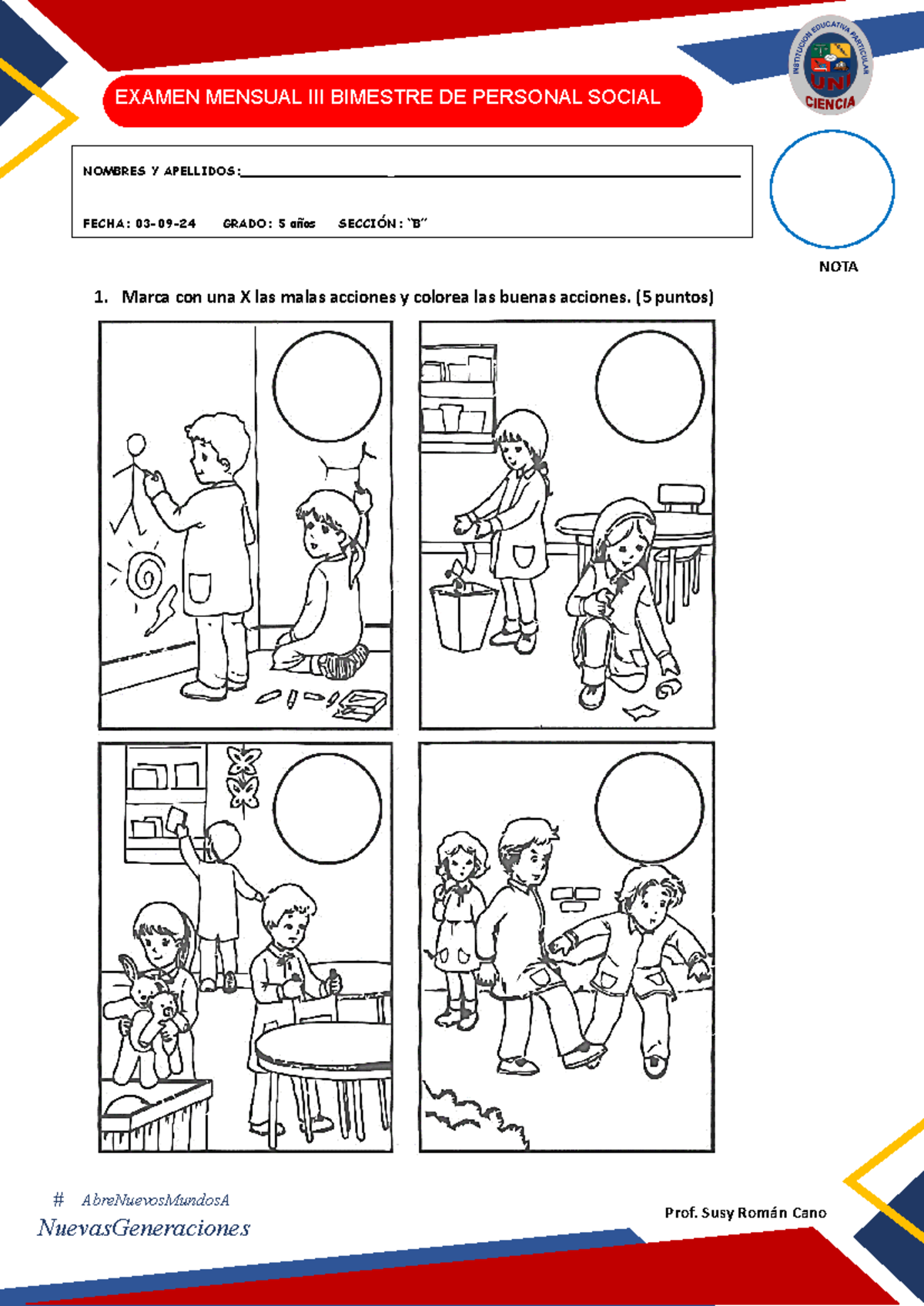 Examen Mensual III - Personal Social 5to Grado Sección B - Studocu