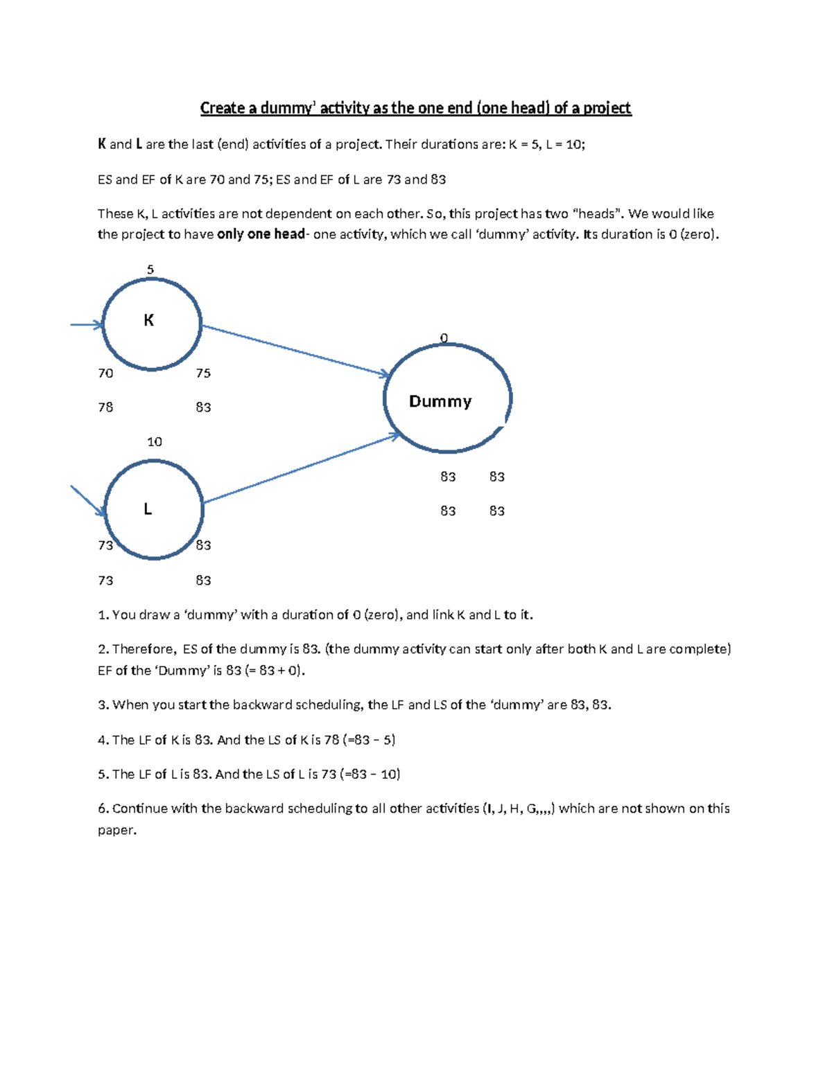 Project Management: Dummy Activity Example (3) - Studocu