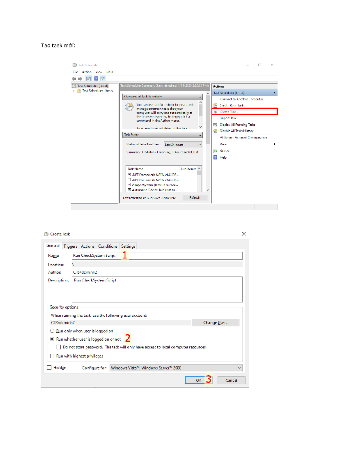 Tạo Task Scheduler Mới: Hướng Dẫn và Cài Đặt - Studocu