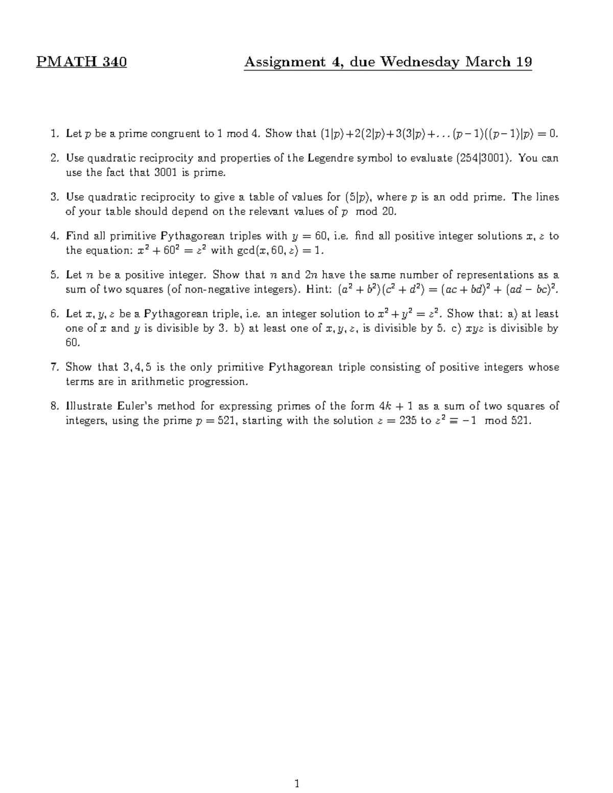 Pmath 340 W25 Elementary number theory course notes - Studocu