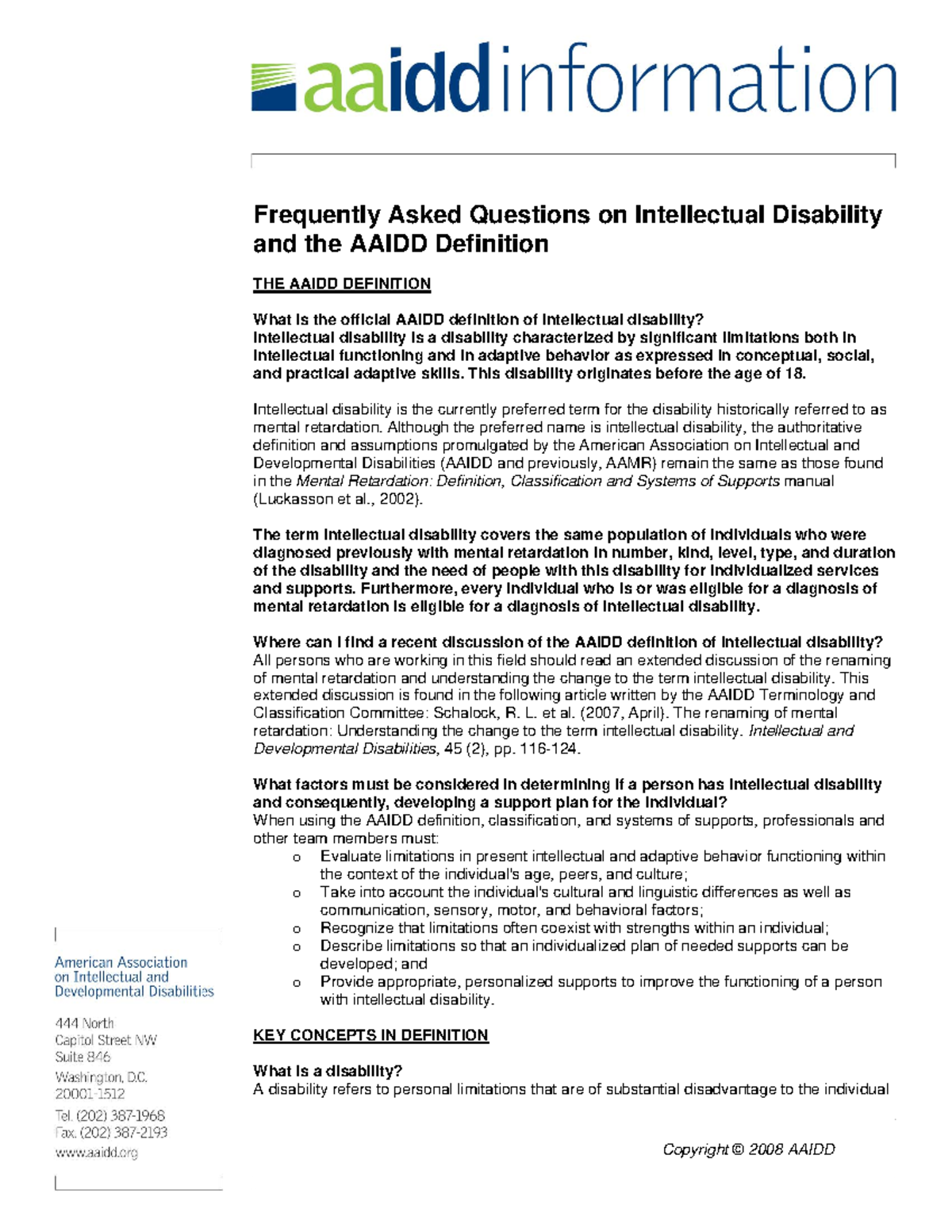 AAIDD Definition and Insights on Intellectual Disability - Notes - Studocu