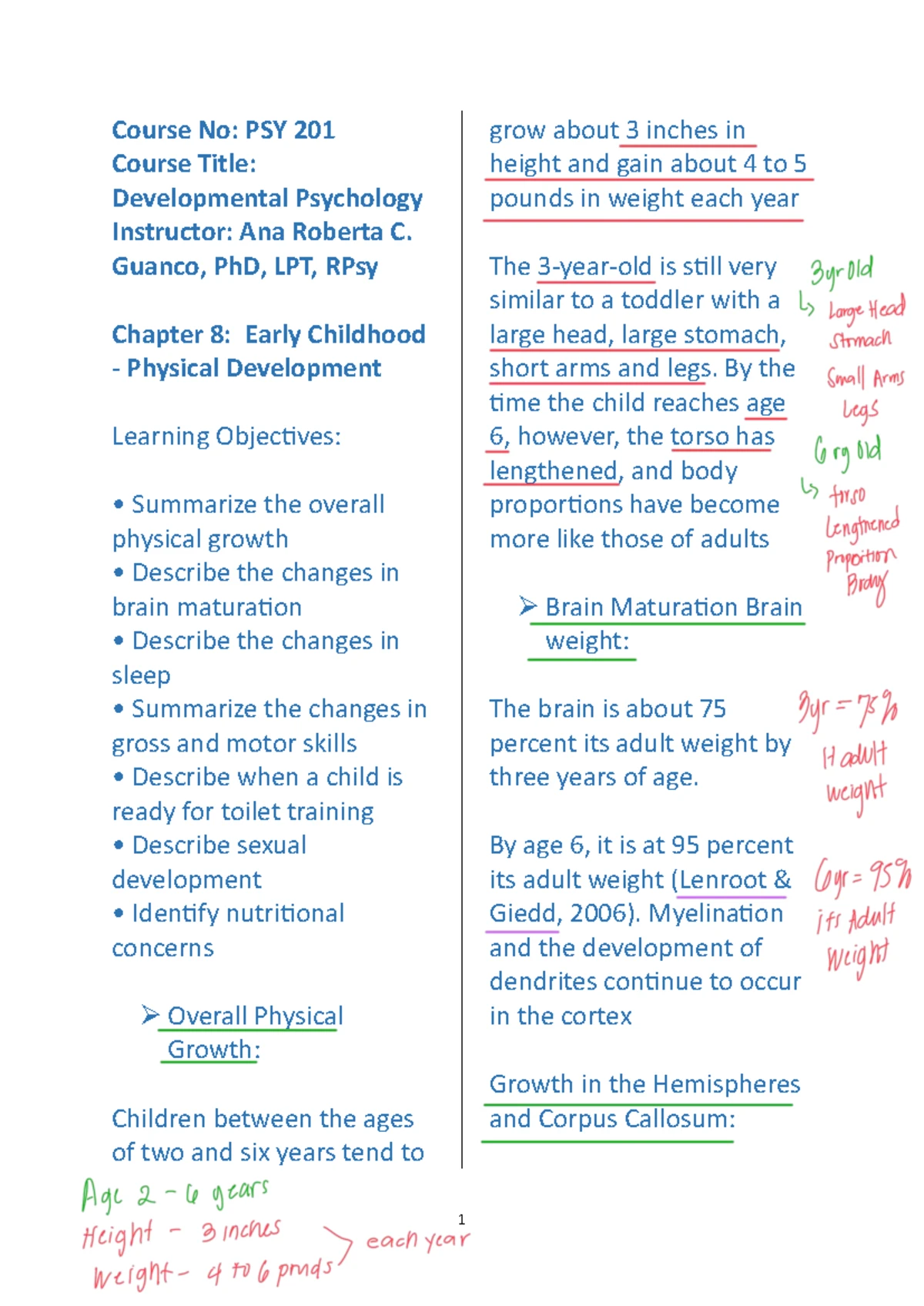 Devpsych Summary Tables: Key Notes on Human Development - Studocu