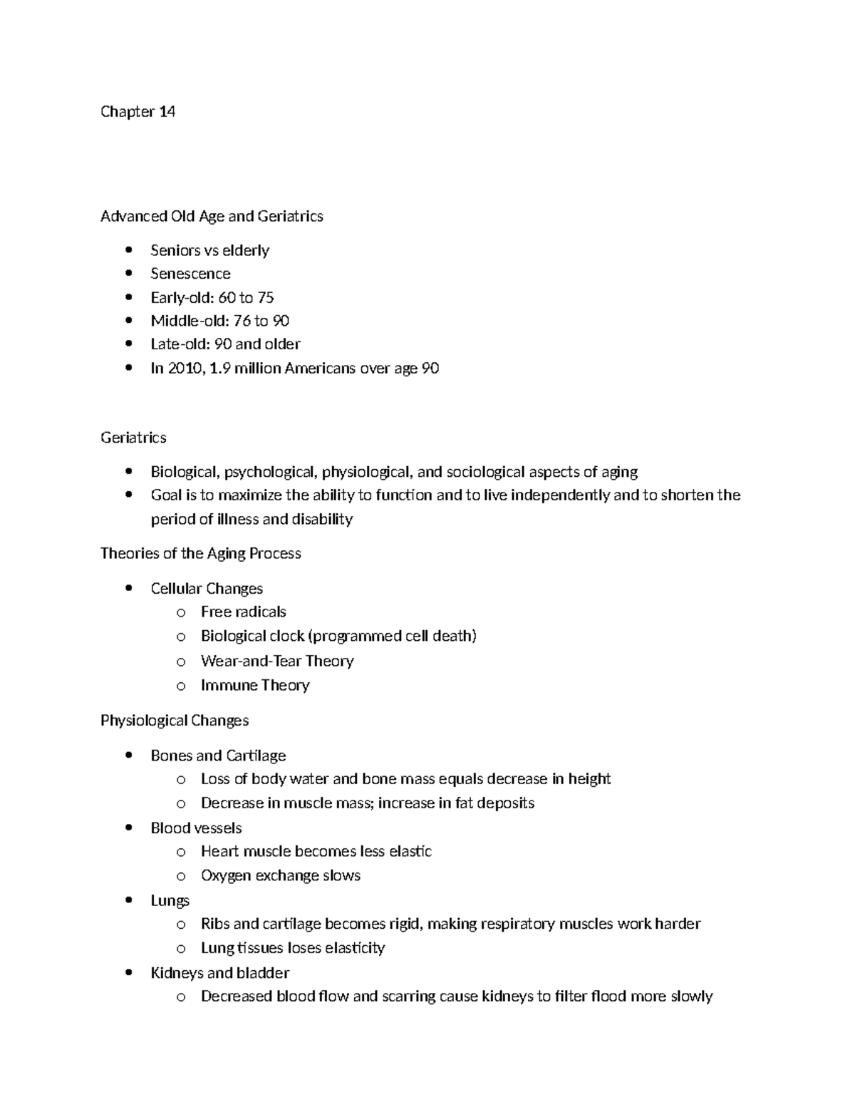 Understanding Advanced Old Age and Geriatrics: Key Concepts (CH14 ...