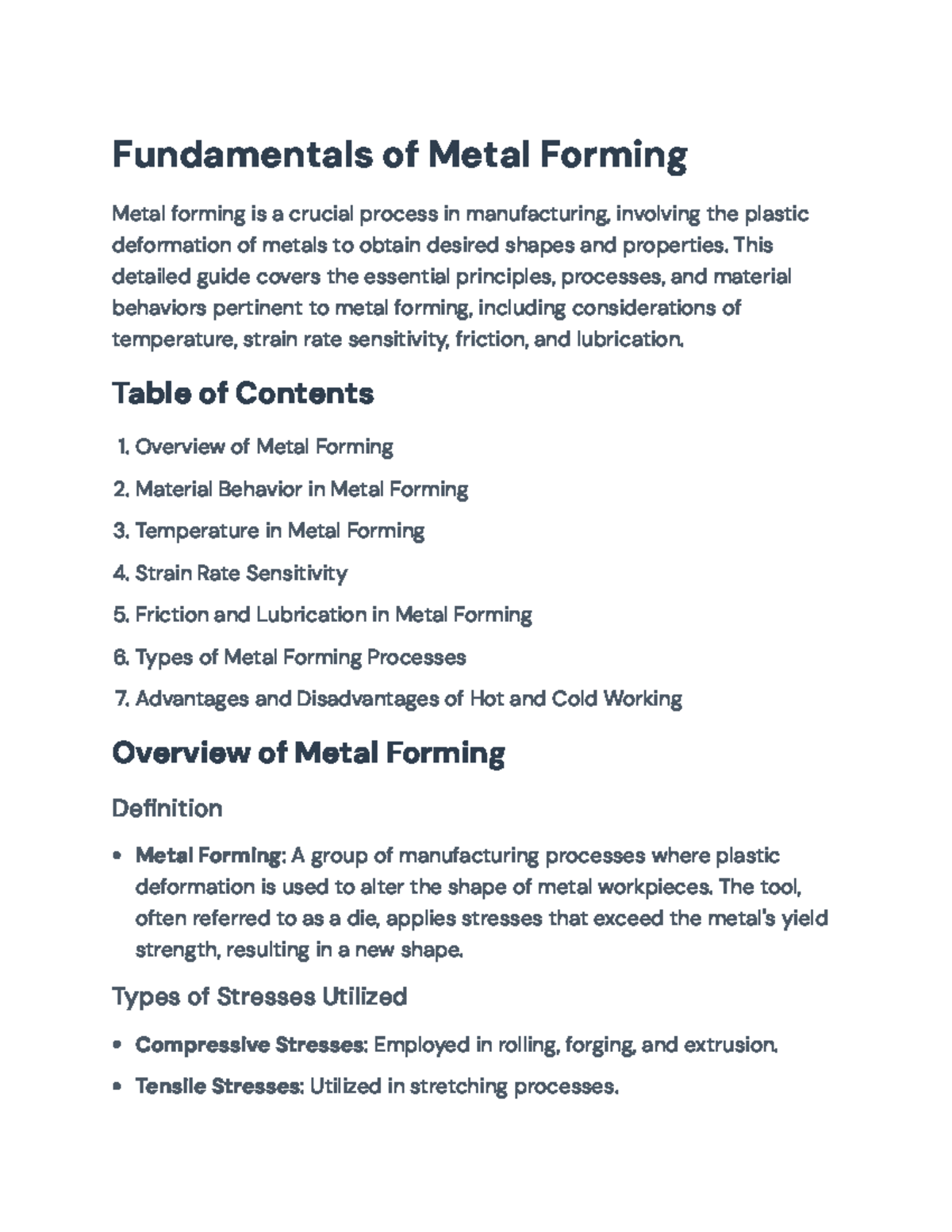 Fundamentals of Metal Forming Processes: Principles and Applications ...