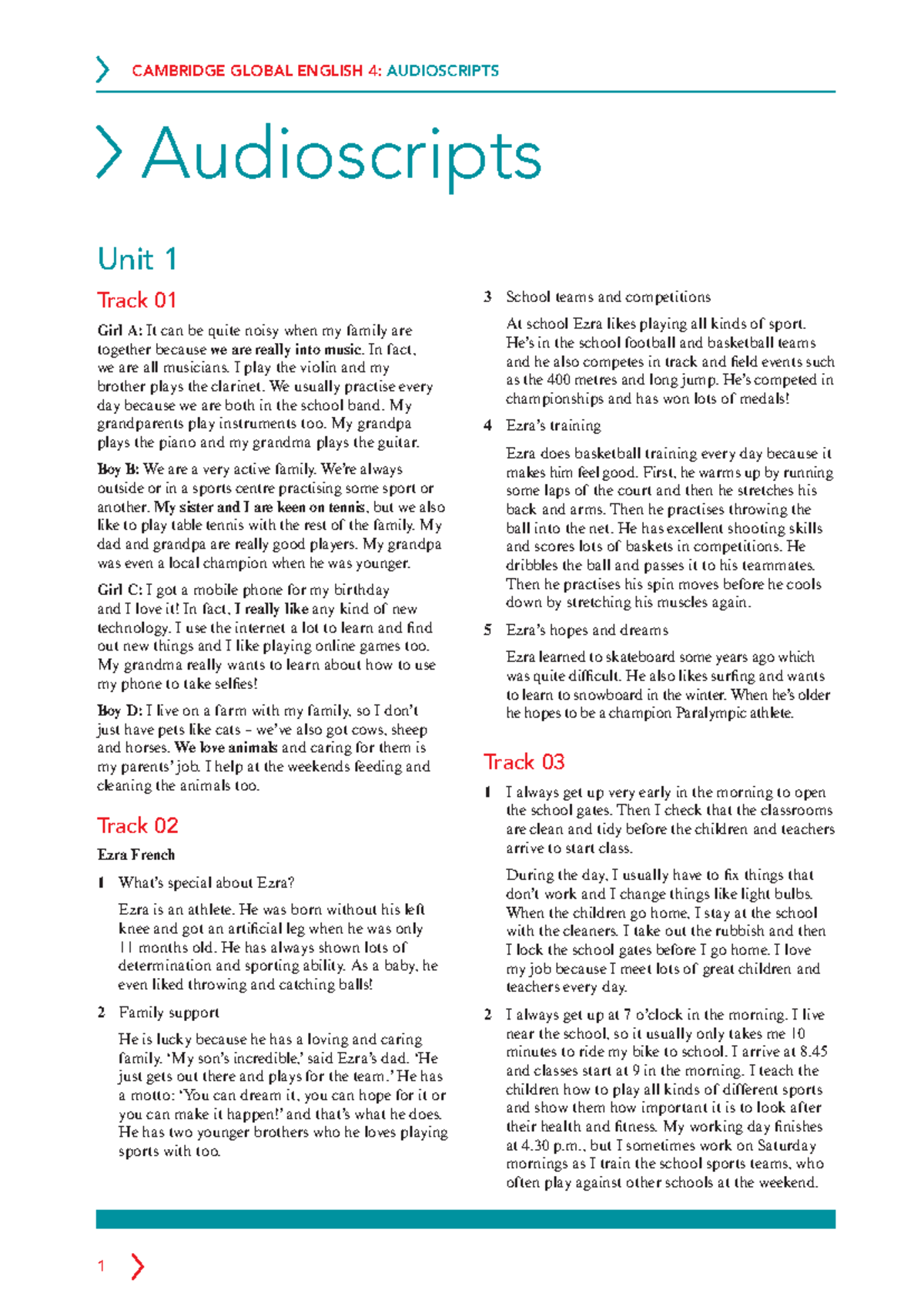 GE 4 Audioscripts - Overview of Global English Unit 1 to 4 - Studocu