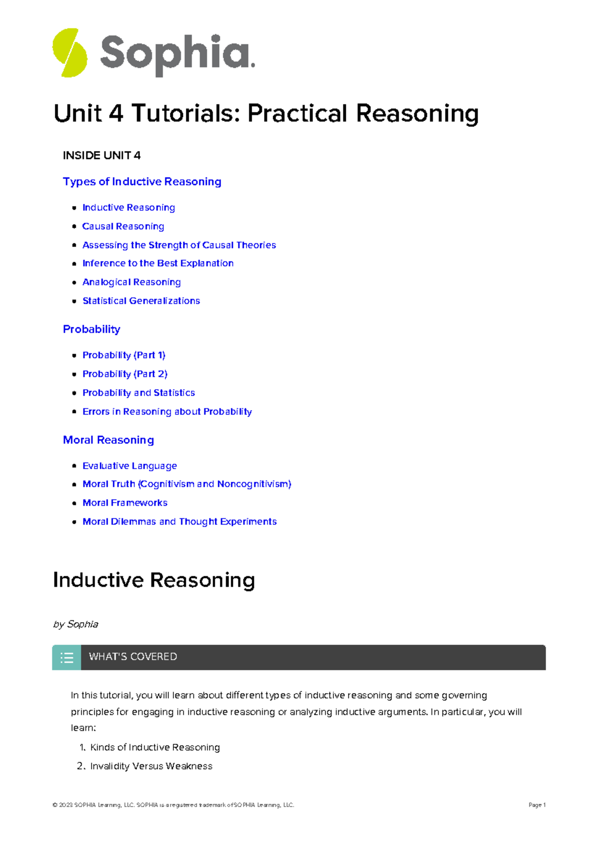 Unit 4 Tutorials: Exploring Practical Reasoning Techniques - Studocu