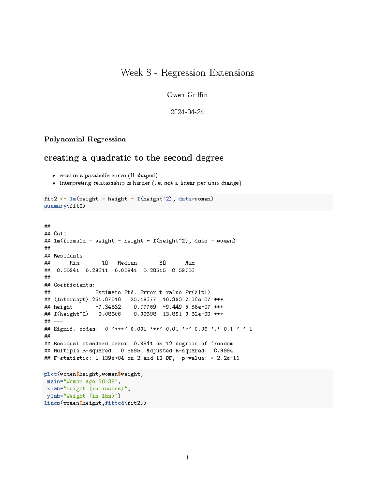 Week 8 Regression Extensions: Polynomial & Model Evaluation Techniques ...