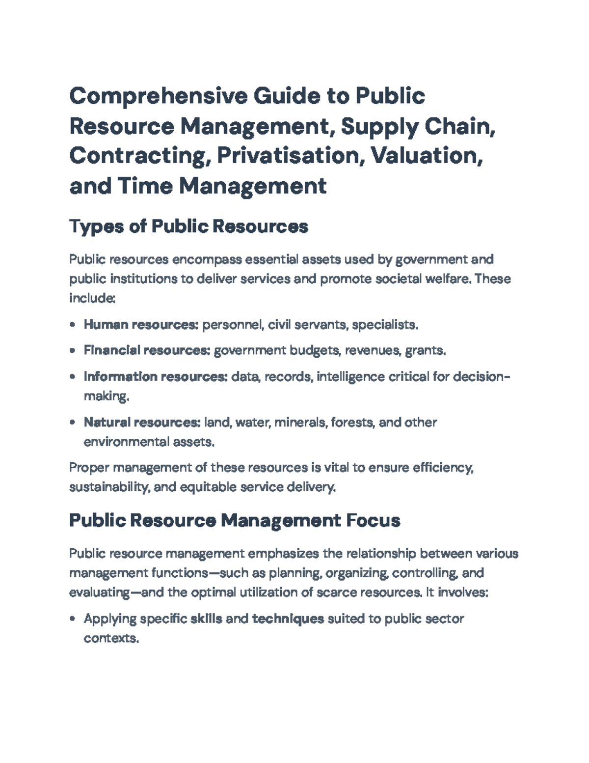 Comprehensive Guide to Public Resource Management & Procurement ...