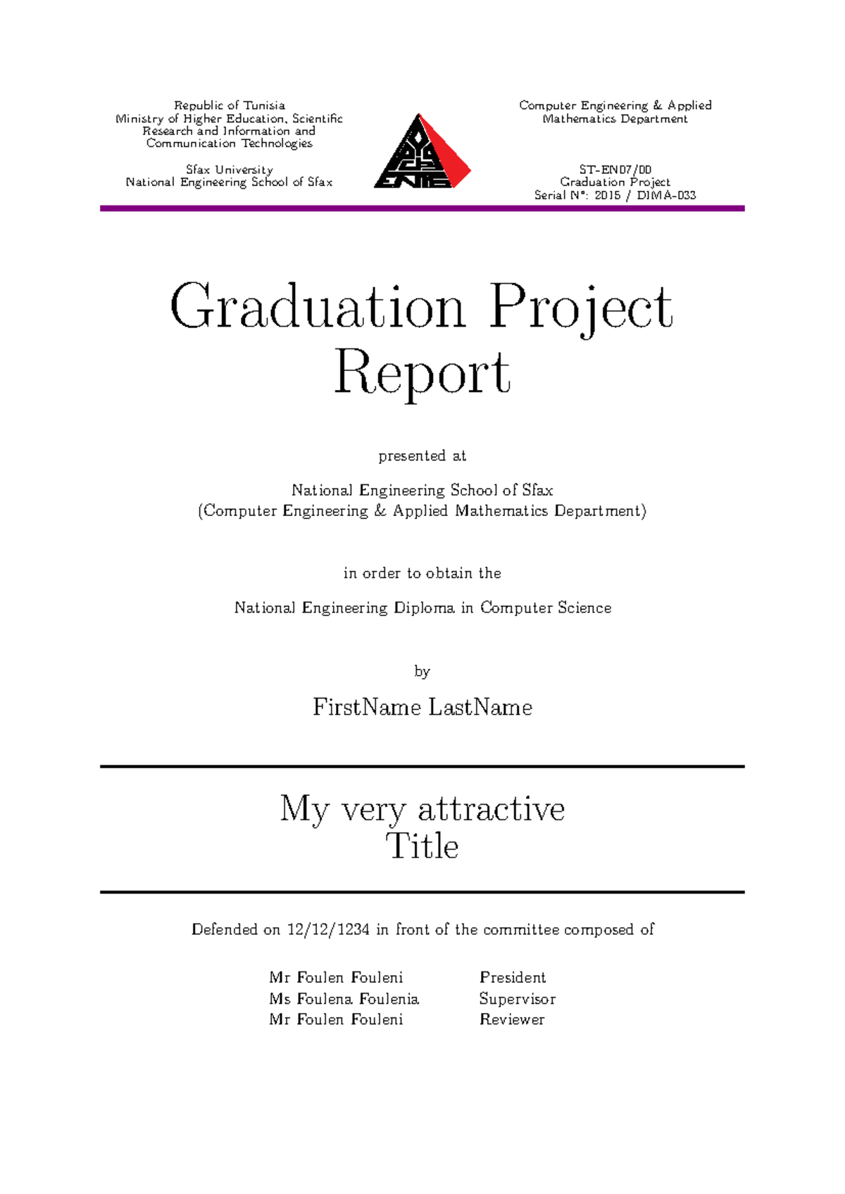 Graduation Project Report - ENIS ST-EN07/00 by FirstName LastName - Studocu