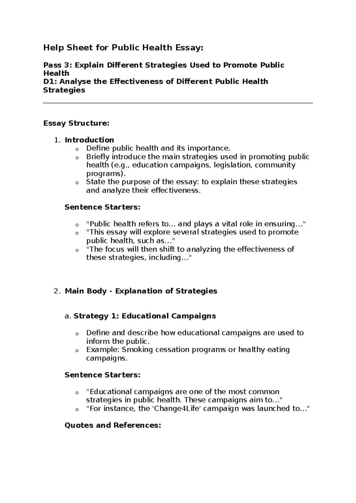 Public Health P3 D1: Examining Strategies & Their Effectiveness - Studocu