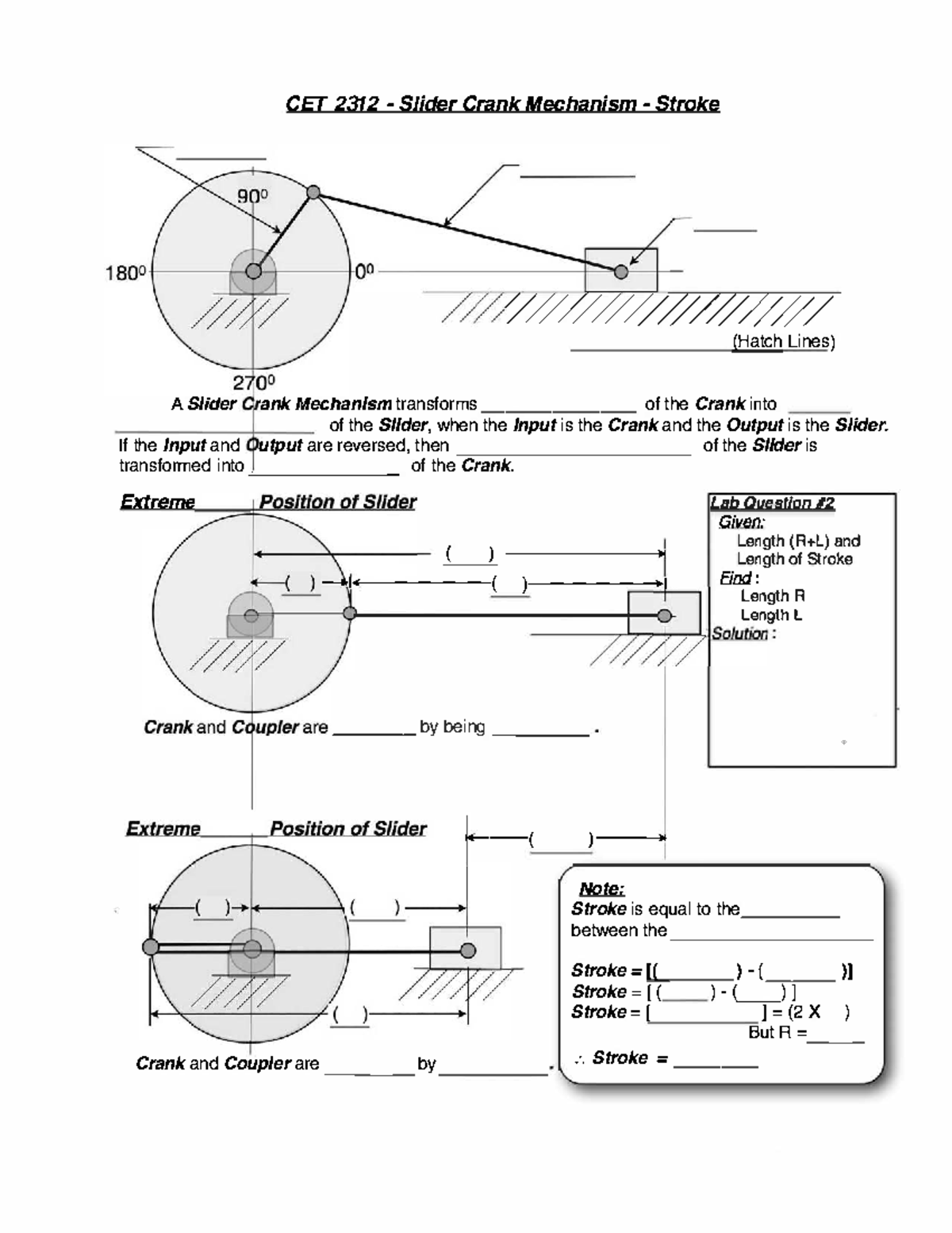 CET 2312 - Slider Crank Mechanism - Kinematic Analysis - Studocu